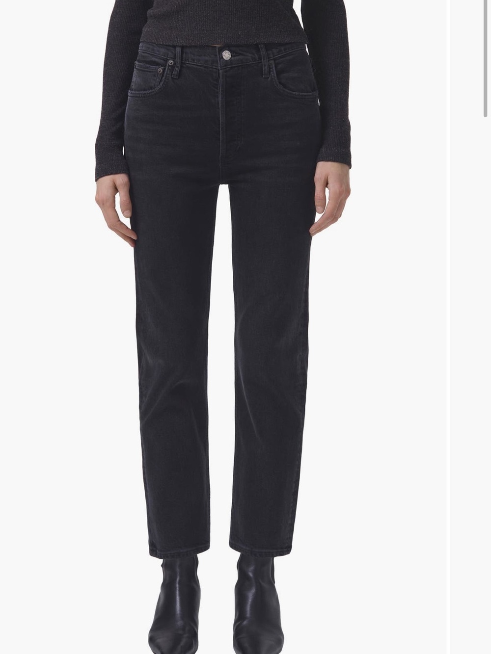 AGOLDE High-Rise Straight Jeans in Black Wash
